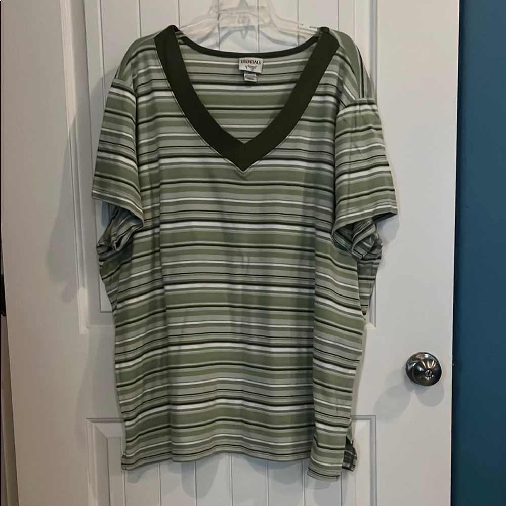 Fashion Bug Green Striped V-Neck Tunic